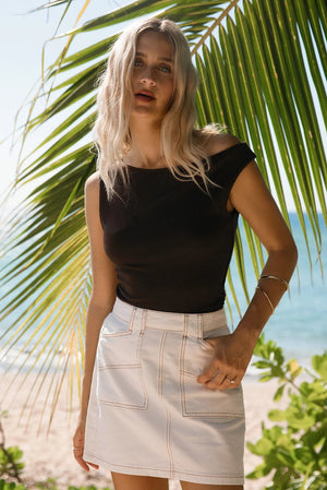 All About Eve Kylie Off Shoulder Top Brown