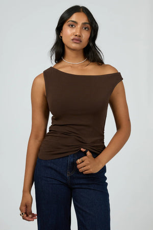 All About Eve Kylie Off Shoulder Top Brown