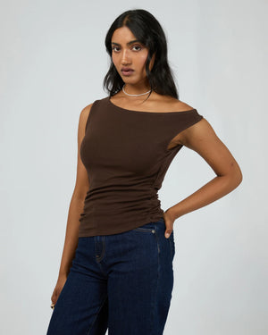 All About Eve Kylie Off Shoulder Top Brown