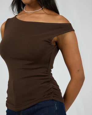 All About Eve Kylie Off Shoulder Top Brown