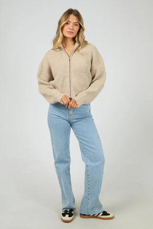 All About Eve Bridie Knit Zip Through Oat