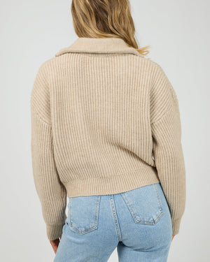 All About Eve Bridie Knit Zip Through Oat