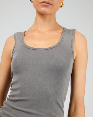 All About Eve Washed Rib Scoop Neck Tank Charcoal