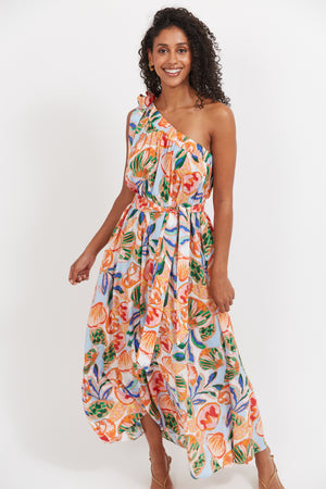 Haven Baja One Shoulder Dress Tide