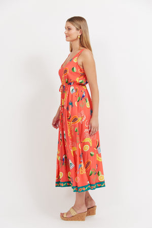 Haven Cabana Tie Dress Brasil Coral