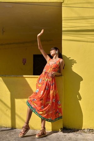 Haven Cabana Tie Dress Brasil Coral