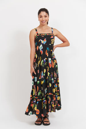 Haven Cabana Tank Maxi Dress Brasil Black