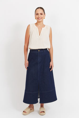 Haven Panama Maxi Skirt Indigo