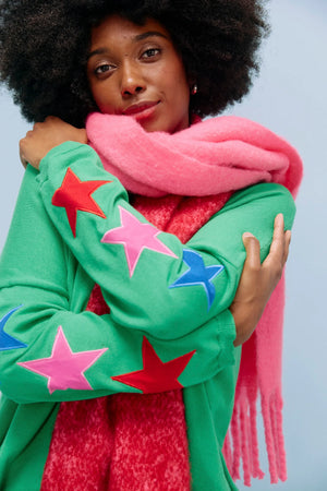 Haven Vermont Star V Neck Jumper Green