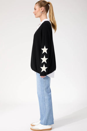 Haven Vermont Star V Neck Jumper Black