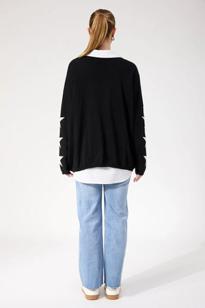 Haven Vermont Star V Neck Jumper Black