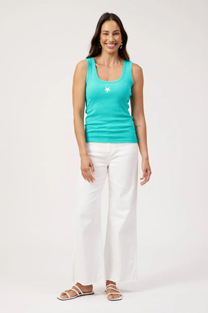 Haven Athens Embroidered Tank Aqua