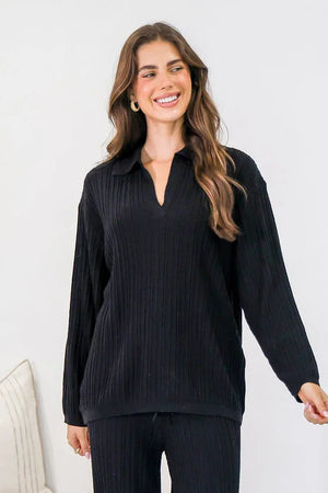 Label Of Love Collared Sweater Black