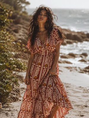 Cienna Cotton Wrap Dress Red