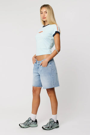 Abrand Off Duty Ringer Tee Sky Blue