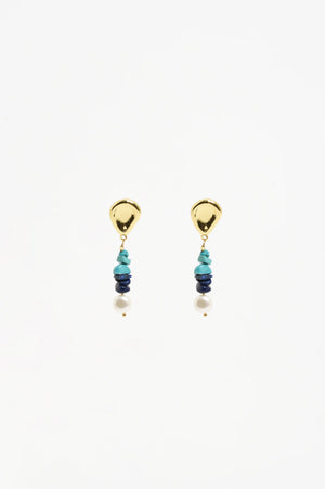 Adorne Freshwater Pearl Stone Chip Drop Earrings Blue