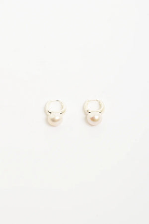 Adorne Freshwater Pearl Mini Hoops Silver