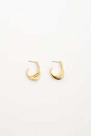 Adorne Spiral Edge Mini Hoops Gold