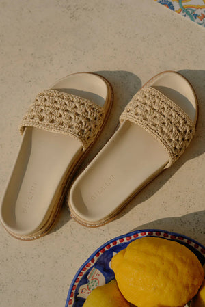 Billini Althea Slide Cream Raffia Natural