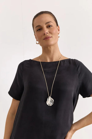 Adorne Metal Pendant Drop Cord Necklace Camel Silver