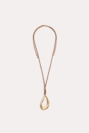 Adorne Cut Out Pendant Drop Cord Necklace TanGold