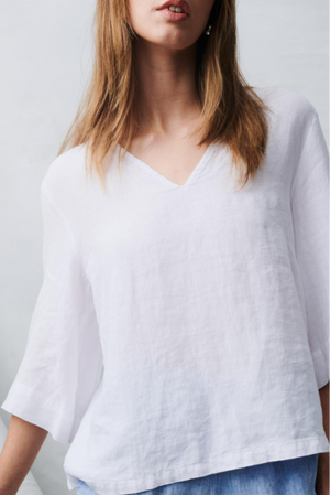 Little Lies Andrea Linen Top White