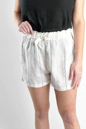 Eadie Carter Linen Shorts White/Charcoal