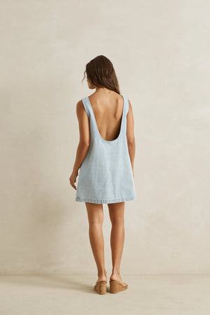 Rhythm Riley Denim Mini Dress Light Wash