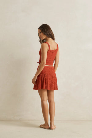 Rhythm Gigi Lace Tie Side Top Red