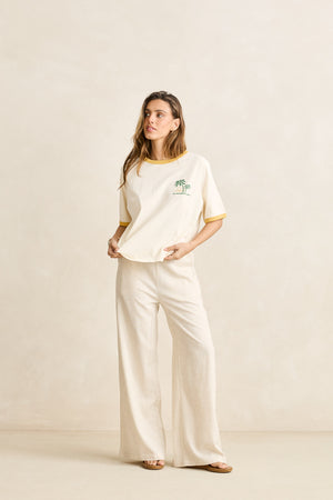 Rhythm Sunset Palm Ringer Tee Cornsilk