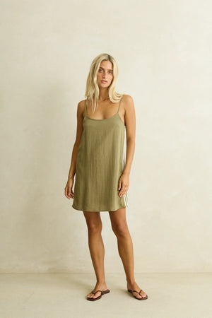 Rhythm Lace Slip Mini Dress Olive