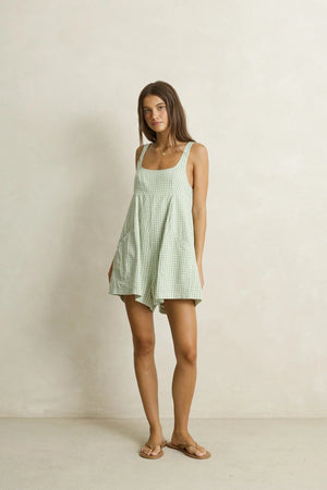 Rhythm Kirri Check Romper Green