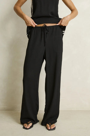 Rhythm Linen Lace Track Pant Black