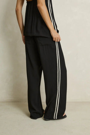 Rhythm Linen Lace Track Pant Black