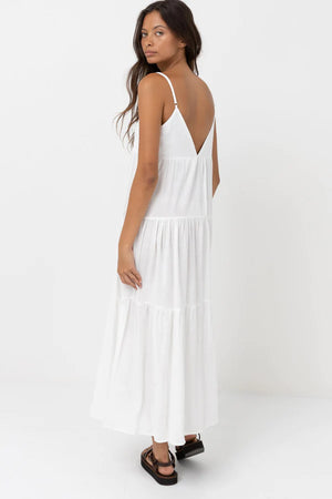 Rhythm Classic Tiered Midi Dress White