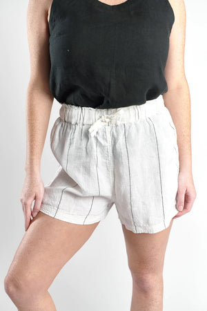 Eadie Carter Linen Shorts White/Charcoal