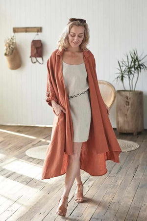 Eadie Slip Dress 100% Linen Natural