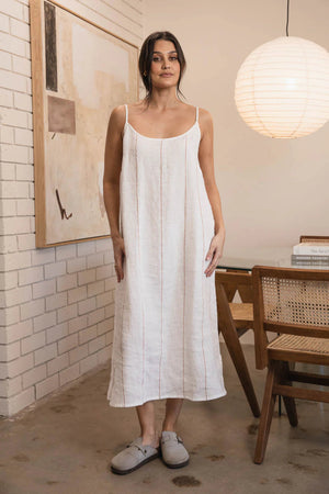 Eadie Carter Fundamental Linen Midi White/Nutmeg
