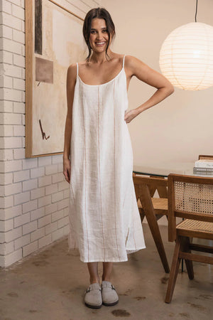 Eadie Carter Fundamental Linen Midi White/Nutmeg