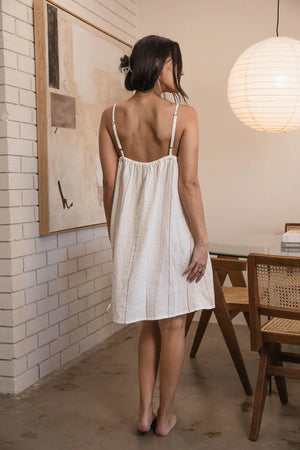 Eadie Carter Fundamental Linen Slip Dress White/Nutmeg