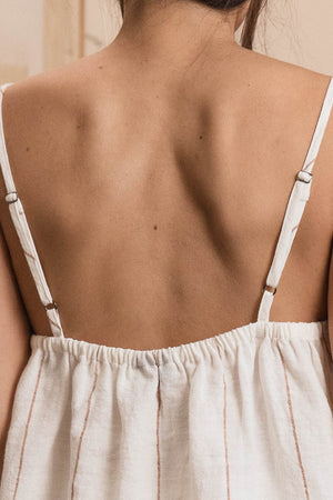 Eadie Carter Fundamental Linen Cami White/Nutmeg