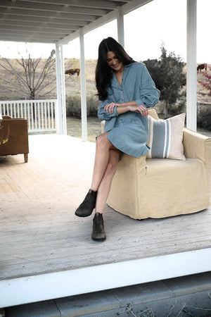 Eadie Linen Shift Dress Blue