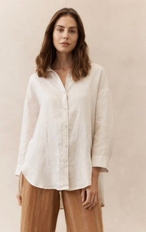Little Lies Boyfriend Linen Shirt Natural