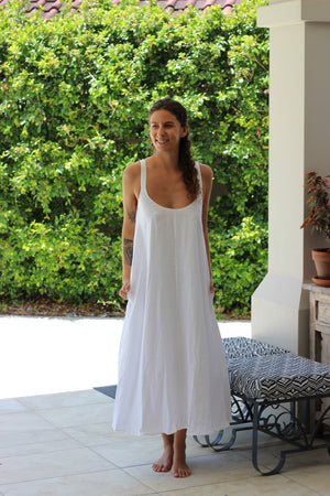 Eb & Ive Indica Tank Linen Maxi Dress Salt