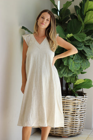 Eb & Ive Nala Maxi Linen Dress Tusk