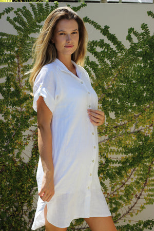 Eb & Ive Studio Short Shirt linen Dress Salt white