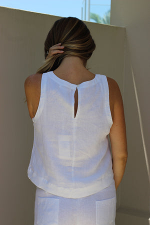 Litte Lies Jude Linen Top White