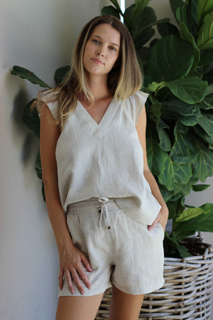 Haven Noosa Relaxed Linen Shorts Tusk