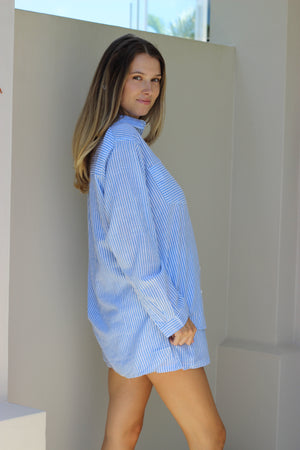 Dahlia & Sun Stripe Shorts Blue