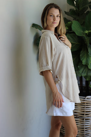 MISS M SHIRT DRESS BEACHCOVER BEIGE